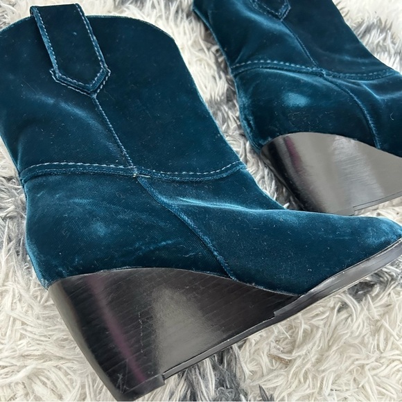 Robert Clergerie Paris Velvet Ankle Length Wedge Booties Boots - Picture 4 of 9